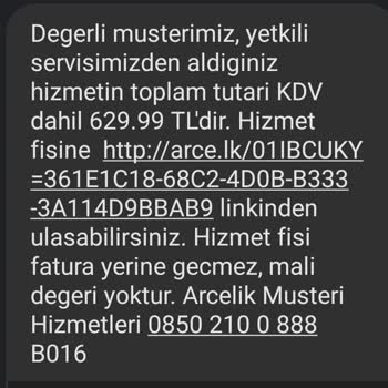 Arçelik Yetkili Servisi Ekstra Ücret Talebi