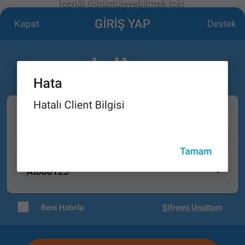 Tuttur Hatalı Client Bilgisi
