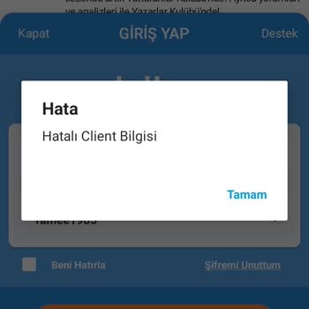 Tuttur Hesaba Giremiyorum Hata Veriyor