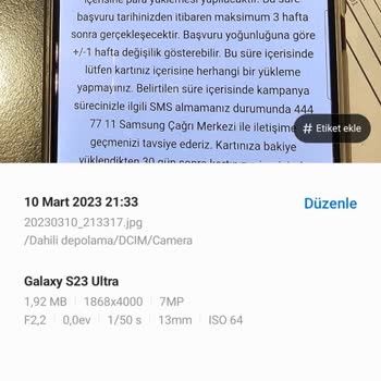 Samsung Tan 3500 Liralık Hediye Çeki Verildi Kullandırmadılar