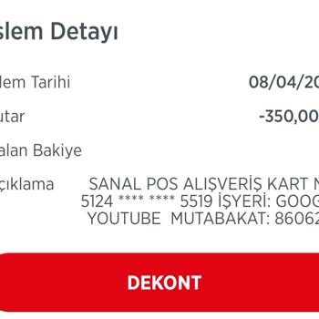 Google Youtube.com London GB Tarafından Hesabımdan Para Çekildi
