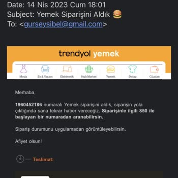 Trendyol Yemek Trendyol'da İptal Edilen Sipariş