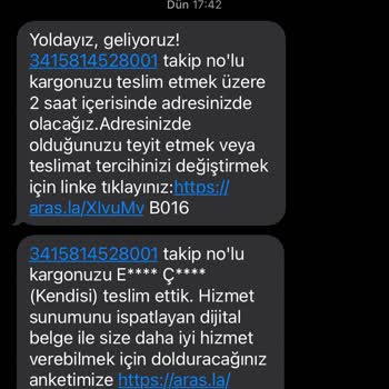 Aras Kargo Kargom Elime Ulaşmadı