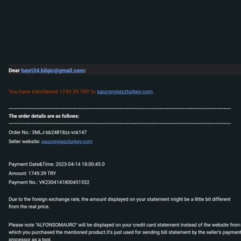 SauconyJazzTurkey.com'dan Sipariş Verdim, Kredi Kartımdan Para Çekildi