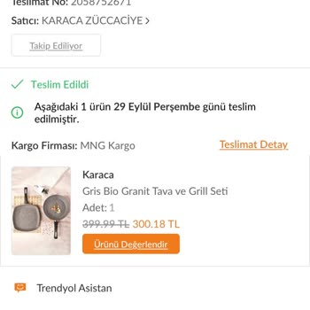 Trendyol Karaca Tava Takımı Satıcı Hatası Değiştirmiyor