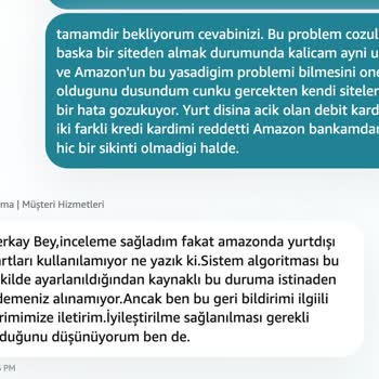 Amazon'un Yurt Dışı Kredi Kartı Kullanımına İzin Vermemesi
