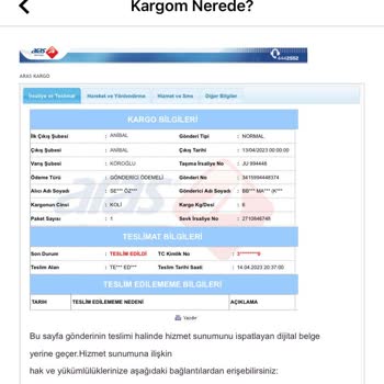Aras Kargo Bolu Köroğlu Şubesi