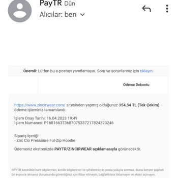 Zincirwear Siparişim Gelmedi Ve Yetkili Firma Geri Dönüş Alamadım