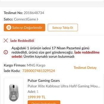 Connectgame.com.tr Garanti Kapsamında Ki Ürünümün Tamirini Reddetme