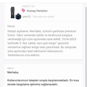 Gardrops Satılmasına Karşın, Ürünlerin Premium Ekibi Tarafından Kargolanmaması