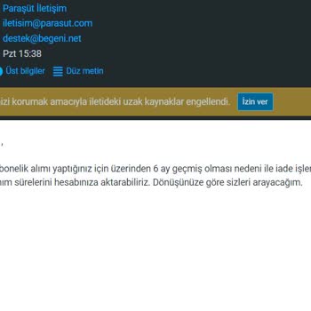 Paraşüt Aboneliği İptal Etmiyorlar,