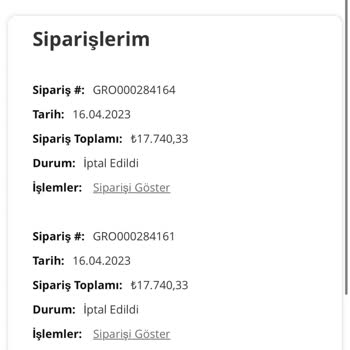 Gürgençler Mağazası Sipariş İptali
