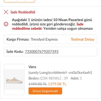 Neox Zone (Trendyol Satıcısı) İade Kabul Etmemesi