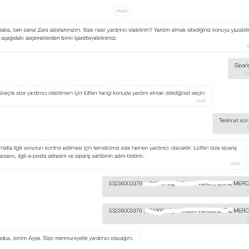 Zara Hatalı Ürün Ve Mağduriyete Cevap Bulunamama