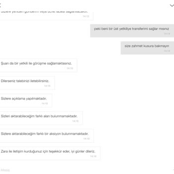 Zara Hatalı Ürün Ve Mağduriyete Cevap Bulunamama