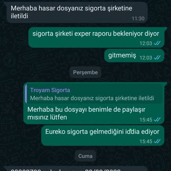 Eureko Sigorta Hasar Dosyamı Sonuçlandırmıyor