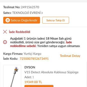 Trendyol Ürün İadesini Kabul Etmiyor