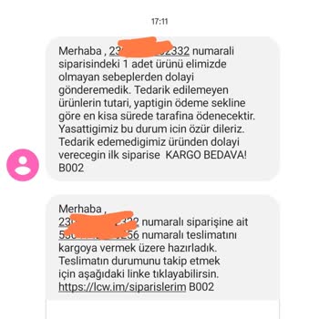 LCW Eksik Sipariş