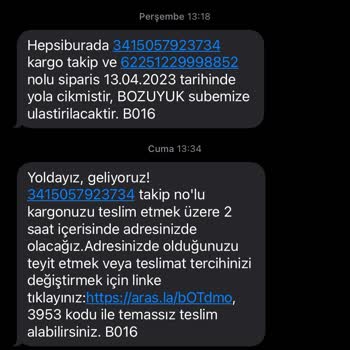 Aras Kargo Kargom Elime Ulaşmıyor.
