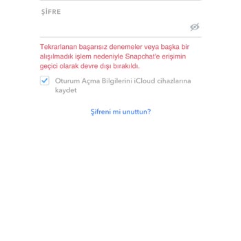 Snapchat Geçici Erişim Engeli