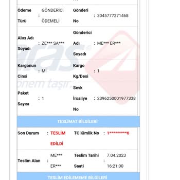 Aras Kargo Kayıp Ürünüm Ödenmedi