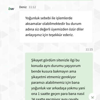 Betwoon 2 Gündür Kazandığım Parayı Vermiyor