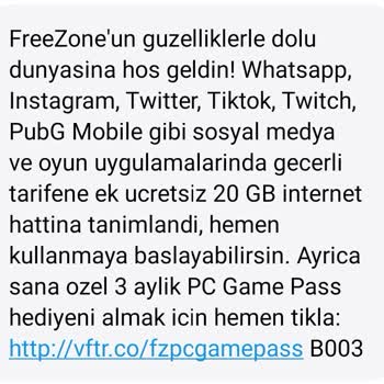 Vodafone FreeZone'luLara Özel 20 GB İnternet Paketimde Aşım Ücreti Alındı