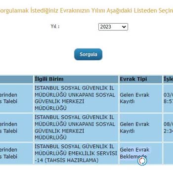 SGK EYT Emeklilik Başvurusu - Gelen Evrak Beklemede