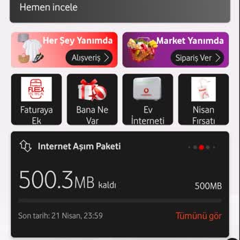 Vodafone Mobil Hat İnternet Aşımı