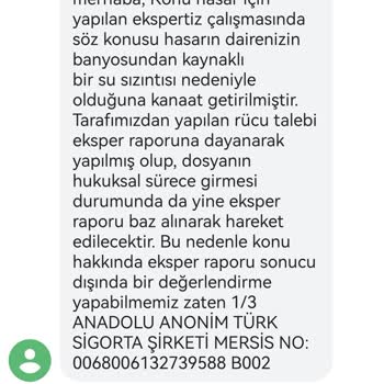 Anadolu Sigorta Komşuma Ödediği Tazminatı Benden İstiyor