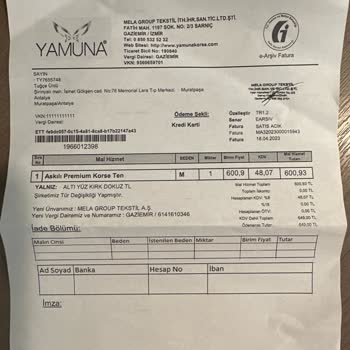 Yamuna Korse Yanlış Ürün Gönderimi