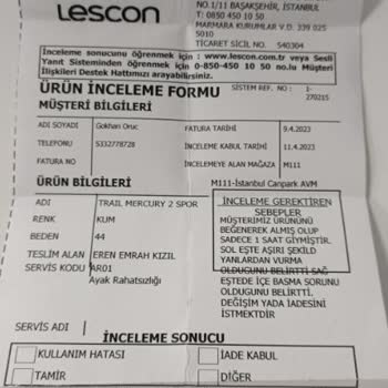 Lescon Kusurlu Ürününün Değişim & İadesini Yapmıyor.