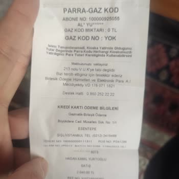 Gazmatik Para Alındıktan Sonra Karta Gaz Yüklenmedi.