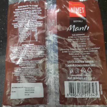 Nimet Gıda Nimet Mantı Kusurlu Ürün