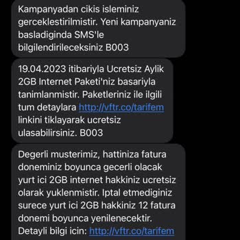 Vodafone Uygulamada Gösterilen Paketle Tanımlanan Farklı
