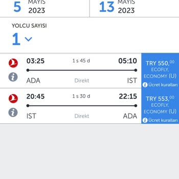 THY Biletme Süreci Fiyat Değişikliği