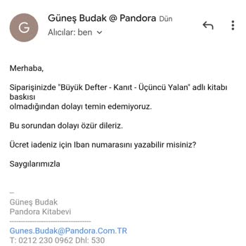 Pandora Kitabevi Pandora Ürün Var Gösterip Para Topluyor. Ücret İadesi Yapmıyor!