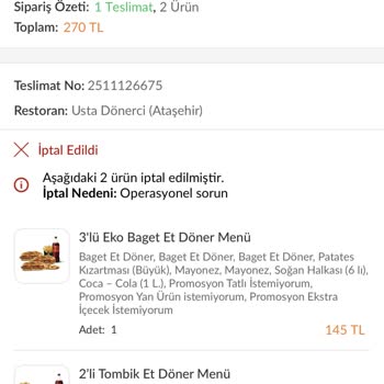 Trendyol Yemek Usta Döner Ataşehir İzmir