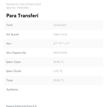 Papara Parayı Yanlışlıkla Atmış Olmam