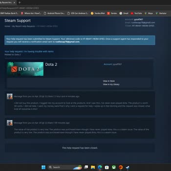 Automatisch geschlossenes Support-Ticket und unautorisierte Dota-Artikelkäufe auf meinem Steam-Konto