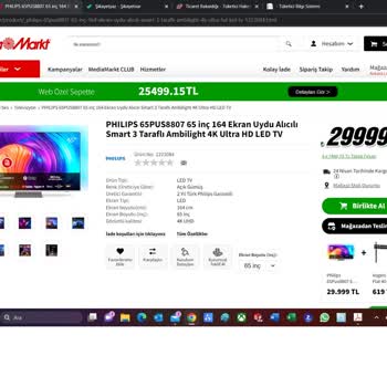 Media Markt' Den Alınan 65PUS8807 Stokta Yok Denilip İptal Edildi