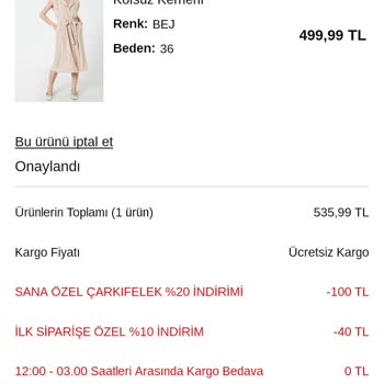 Koton 'da Sepetteki İle Satın Alındığındaki Fiyat Arasında Fark Var