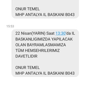 Mhp Antalya SMS Gönderip Duruyor