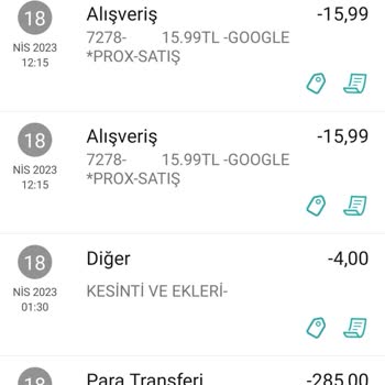 Google Prox Satış İzinsiz Siz Para Çekme