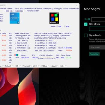 Monster Notebook Tulpar T7 V20.2 Ofis Moduna Geçmiyor Sürekli Overclock Modda!