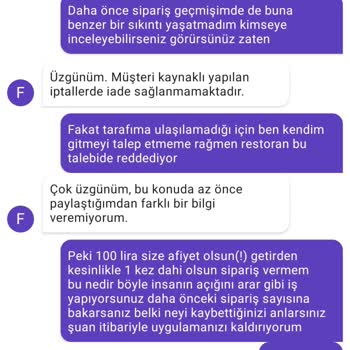 Getirde Teslim Edilemeyen Yemeğin Para İadesi Yapılmıyor