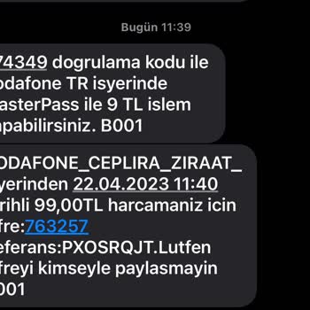 Vodafone Cep Lira Ziraat
