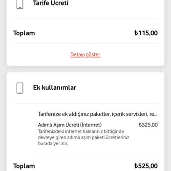 Vodafone Adımlı İnternet Aşımı