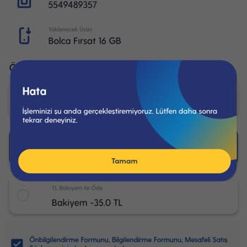 Turkcell Dijital Operatör Paket Yükleme Hatası.