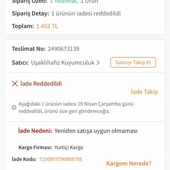 Uşaklıhafız İade Talebimin Gereksiz Bir Şekilde Red Edilmesi